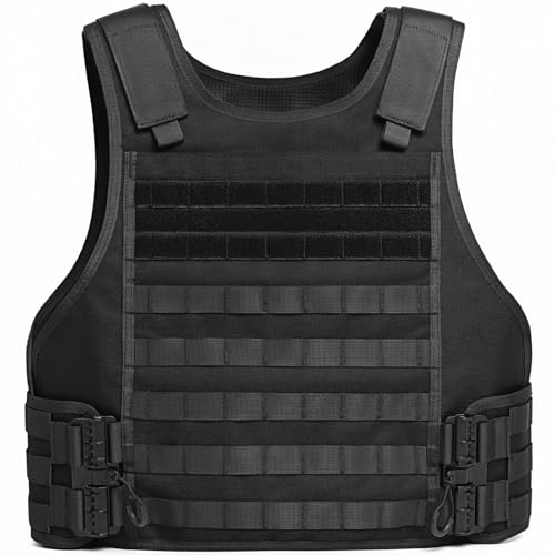 TACNEX Lightweight MOLLE Duty Vest with Quick Release - Black Adjustable Workout Vest for Men Women