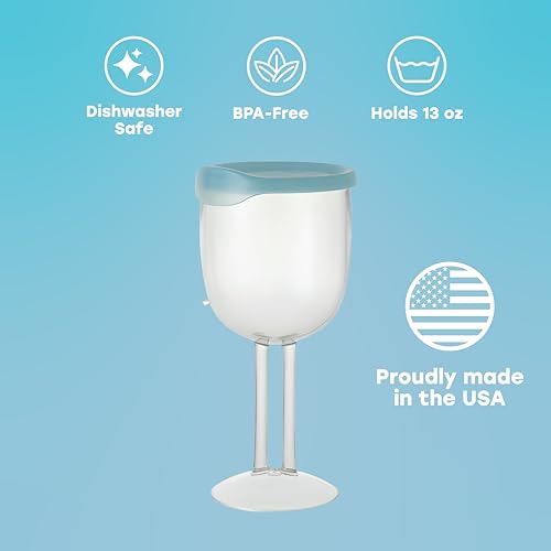 Reusable Wine Glasses with Lids - 13 oz BPA-Free Plastic Drinkware, 4 Pack for Outdoor & Travel