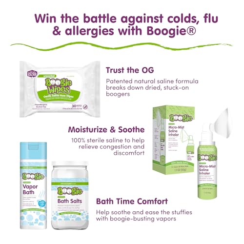 Boogie Gentle Saline Nose Wipes Fresh Scent - 30 Count Pack of 12