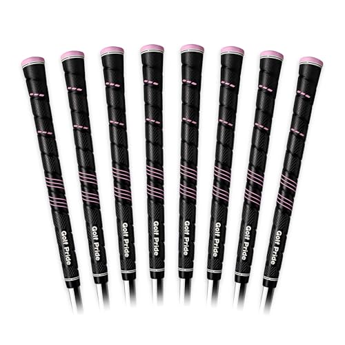 Golf Pride CP2 Wrap Golf Club Grip 8-Pack - Black & Pink, Soft, Tacky, Control Core