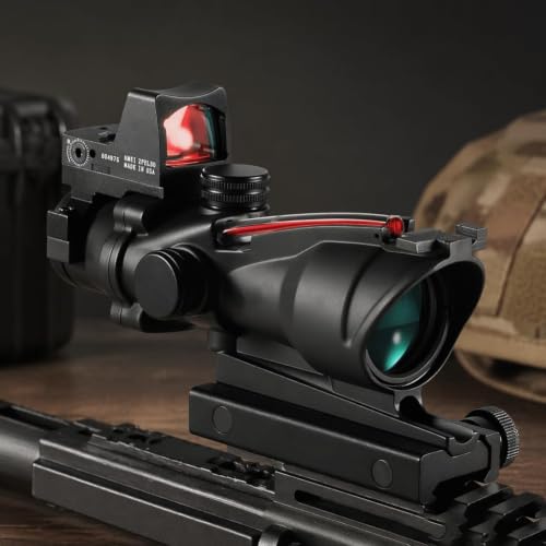 KECPVLI 4x32 Rifle Scope with Red Fiber Optic Sight and Glass-Etched Reticle