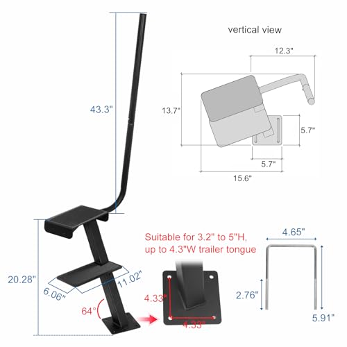 OUTPRIZE Vertical Mount 2-Step Boat Trailer Ladder with Handrail - Heavy Duty, Adjustable Fit