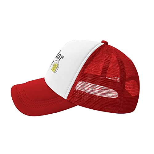 Men's Red Mesh Trucker Hat - Adjustable Baseball Cap for Bachelor Party