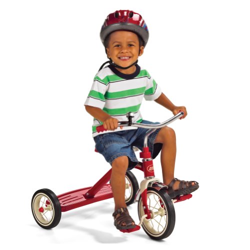 Radio Flyer Classic Red Tricycle for Ages 2-4 - Split Single Deck, 10" Front Wheel & Bell