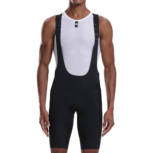 Men's Cycling Bib Shorts - Elastic Interface Padded Biking Shorts, Breathable, X-Large Black
