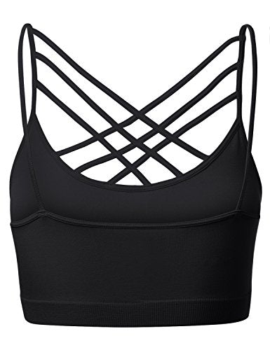 Large-X-Large Women Sports Bra Criss Cross Strappy Wirefree Crop Top