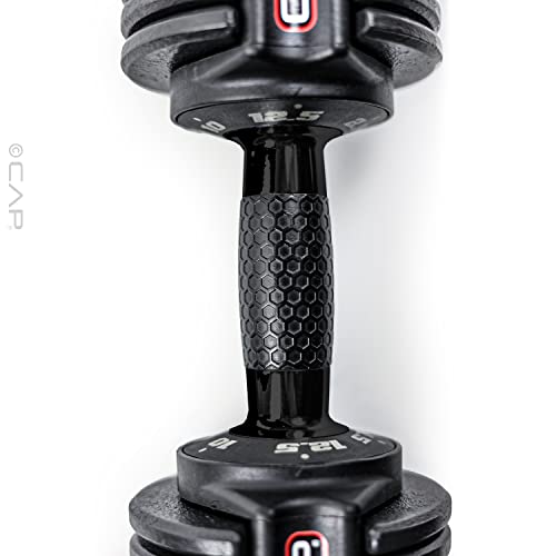 CAP Adjustable Dumbbell Set Pair 12.5 lb Honeycomb Handle - Space Saving Home Gym