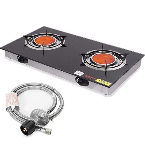 Portable 2-Burner Propane Gas Stove with Infrared Burners for Outdoor Cooking
