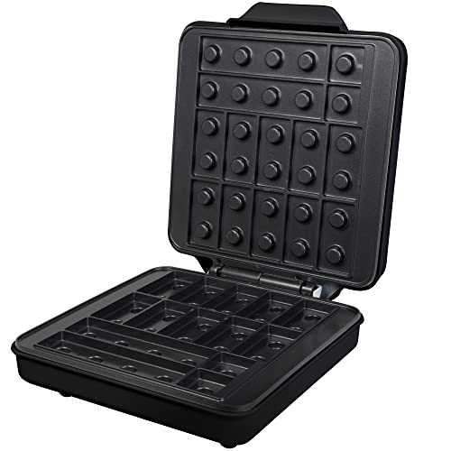 Building Brick Waffle Maker - Deluxe Black with 2 Plates for Fun Shaped Waffles