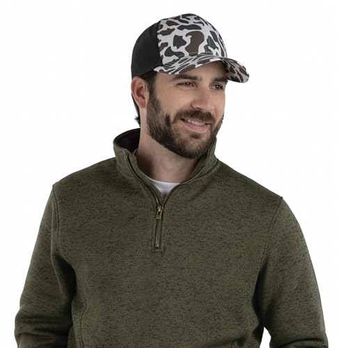 Unisex Duck Camo Trucker Snapback Cap - Mid-Profile Adjustable Hat, Canyon/Lt Charcoal