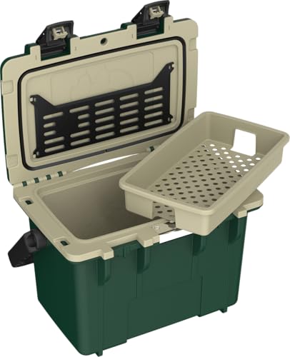 Pelican 14 Quart Cooler with Handle & Accessories - Hunter Green/Tan