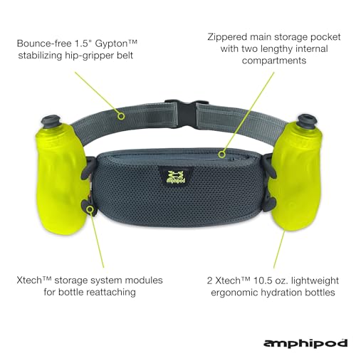 Amphipod RunLite Xtech 10K Hydration Belt for Runners - Steel/Green