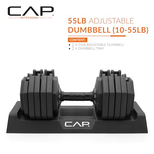 CAP Adjustable Dumbbell Set Pair 55 lb Black Handle - Quick-Select Weights