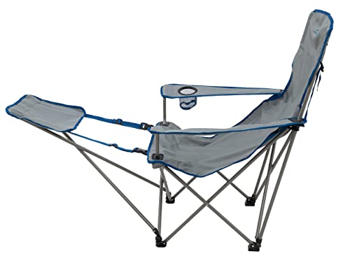 Portable Camping Lounge Chair with Footrest and Adjustable Armrests - Gray/Blue