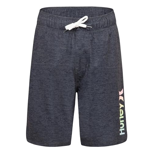 Hurley Kids Mini Vacay Stripe Pull-On Swim Trunk - Large, Shadow Black