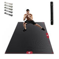 HAPBEAR Black High Density 6'x4' Exercise Yoga Mat 8mm Thick Non-Slip Durable