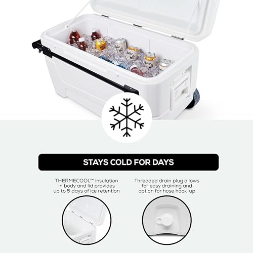 Igloo Maxcold Glide 110Qt Wheeled Cooler - White 168-Can Insulated Ice Chest