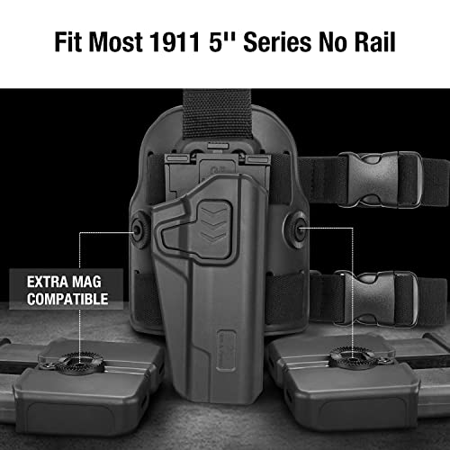 1911 Drop Leg Holster Level II Tactical Thigh Holster Fits Full Size 5'' No Rail