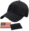 Unisex American Flag Baseball Hat Black Mesh Snapback Cap with Patriotic Patches