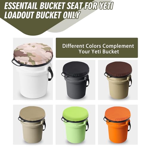 Camouflage 5 Gallon Bucket Seat with 360 Degree Swivel Foam Cushion for Hunting Fishing Camping