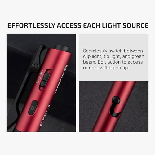 OLIGHT O'Pen 3 4-in-1 Rechargeable Pen Light with Ballpoint Refill, Wine Red