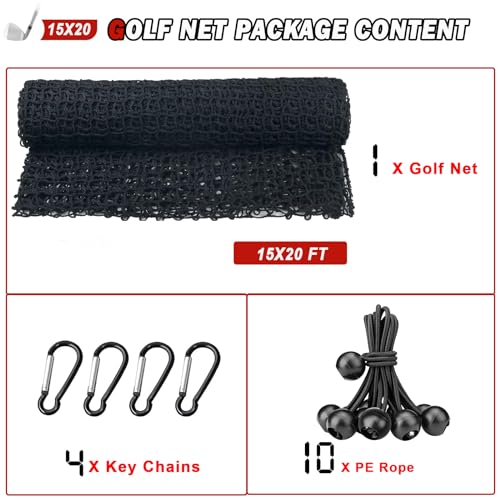 15x20FT Heavy Duty Golf Net & Sports Barrier Net for Baseball, Hockey, Soccer, Multi-Purpose Practice