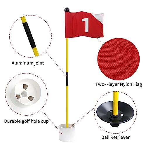 4 Pack Golf Practice Hole Set with Fiberglass Flagstick & Cup - Backyard Putting Green