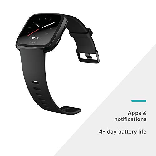 Fitbit Versa Smart Watch Black Aluminum One Size Fitness Tracker with Bands