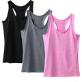 Women's Workout Tank Top 3-Pack Athletic Racerback Sports Compression Sleeveless Dry Fit - Medium, Black Gray Pink Variation