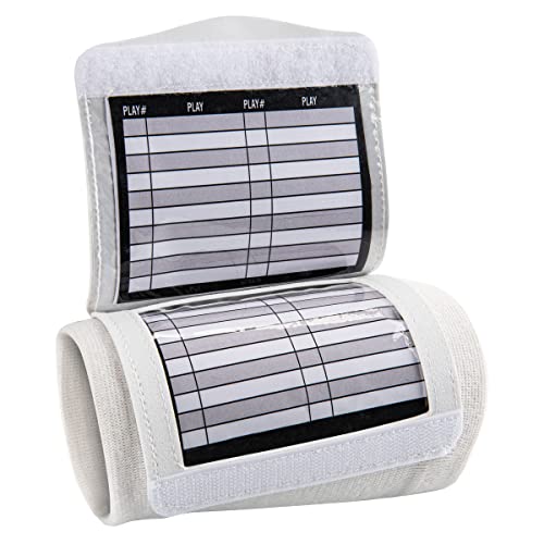 Adult Quarterback Playbook Wristband Triple Set - Pee Wee White
