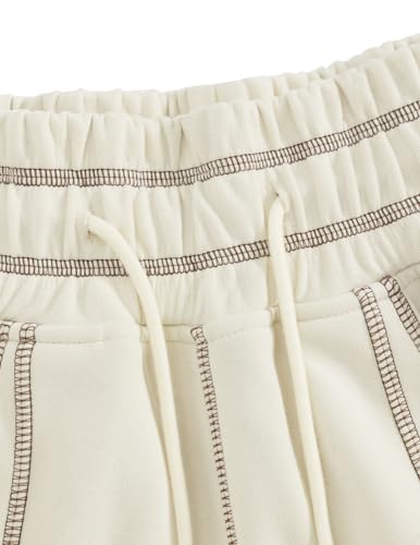 Aelfric Eden Large Beige Baggy Barrel Sweatpants for Women High Waist Wide Leg