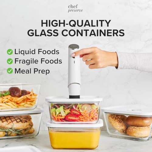 Chef Preserve Vacuum Sealer Bundle with 3 Glass Containers & 30 Reusable Bags