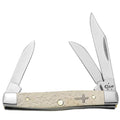 Small Natural Bone Pocket Knife with Cross Shield - Stockman Style, 2 5/8 Inches Closed