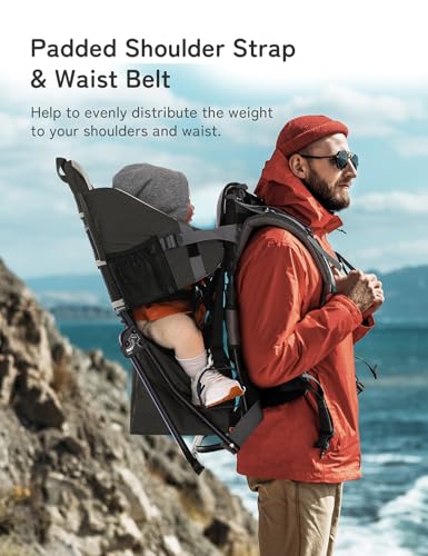 Besrey Toddler Hiking Backpack Carrier with Sunshade - Black Adjustable Padded Straps