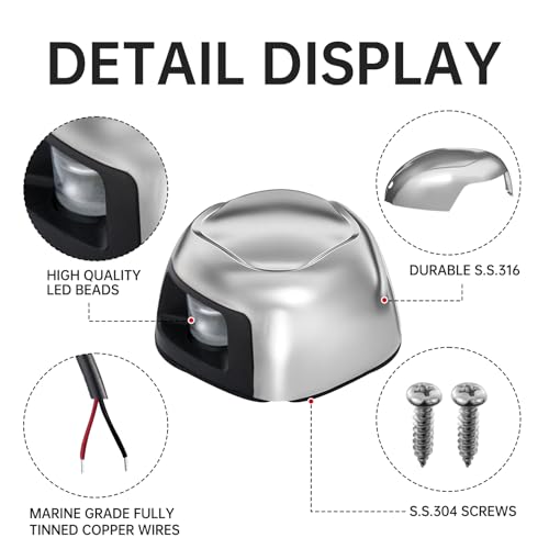 Marine LED Navigation Lights Pair - Waterproof Bow & Stern Lights for Boats