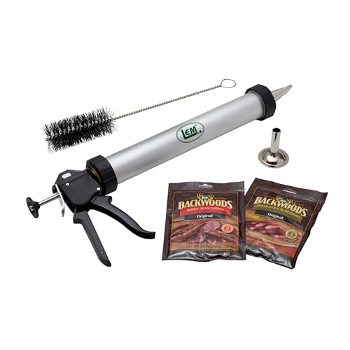 LEM Jerky Cannon with Accessories - Anodized Aluminum Meat Gun for Jerky & Snack Sticks