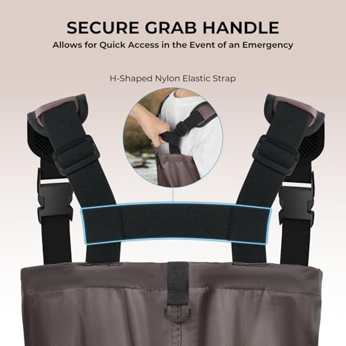 Kids Waterproof Chest Waders with Boots - Brown, Size 6/7 Little Kid