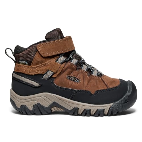 KEEN Kids Targhee 4 Waterproof Hiking Boots for Little & Big Kids – Bison/Brindle, Mid Height, Durable & Comfortable