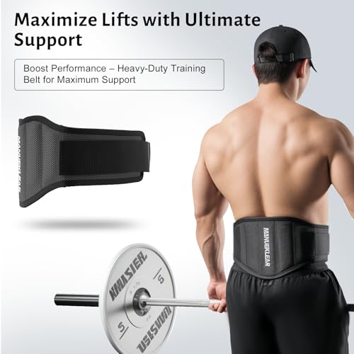 MANUEKLEAR Black M Weight Lifting Belt 29-35 Inches for Gym Workouts