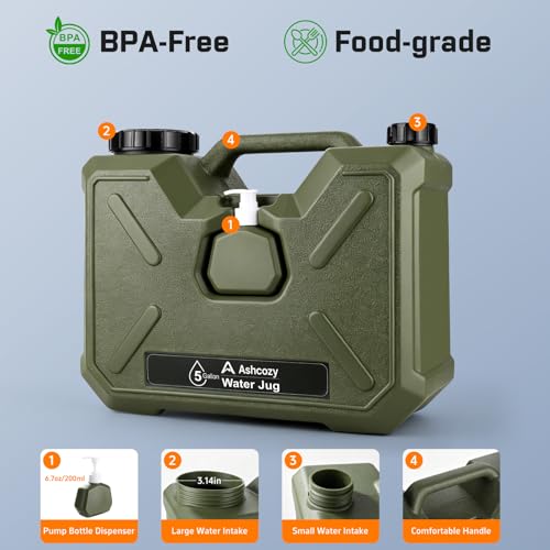 Green Portable Camping Shower Kit with 5-Gallon Water Jug & Electric Pump
