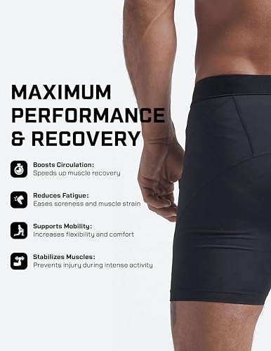Men's Active Compression Shorts 5” Large Black - Recovery & Injury Relief