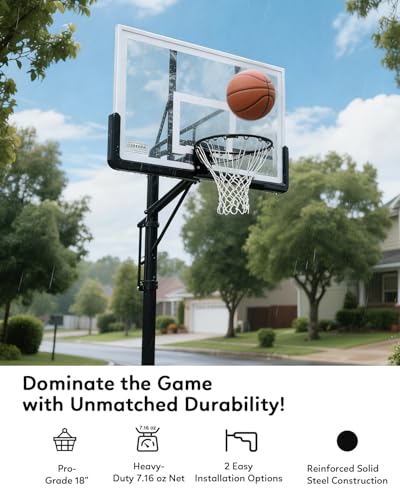 iHandiy Black 18-Inch Heavy Duty Steel Basketball Rim with Net & Installation Kit
