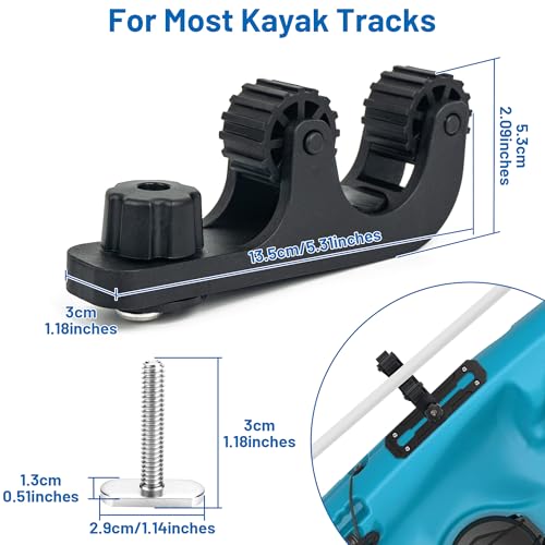 Kayak Paddle Holder Mount - 2 Pack Adjustable Track Accessories for Kayak Fishing & Canoe