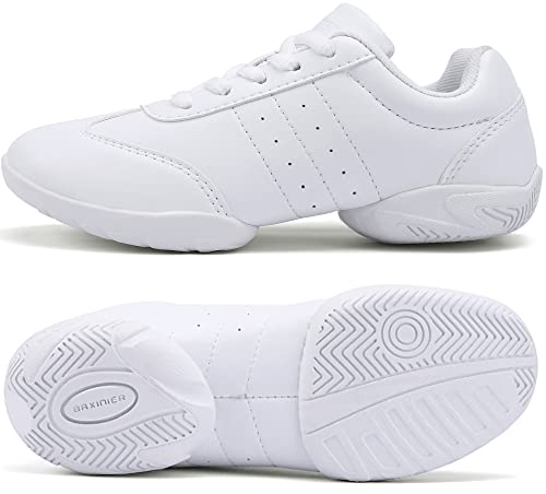 BAXINIER Girls White Cheerleading Dance Shoes - Toddler Size 9, White 6683