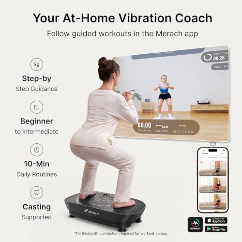 MERACH CV30 Pro Black Curved Vibration Plate Exercise Machine - Powerful & Quiet Home Fitness