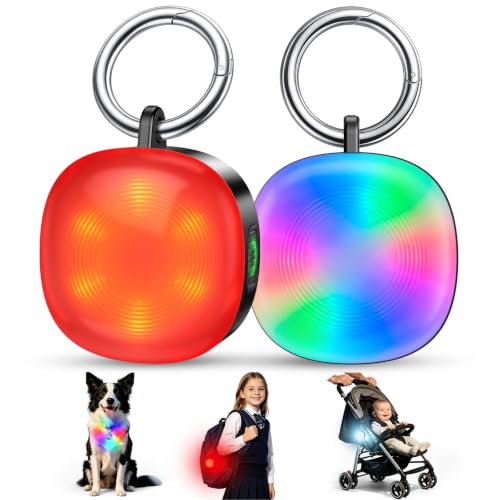 Cuvccn Safety Light 100LM 4 Modes Dog Collar & Backpack Light 2 Pack - Black+Red
