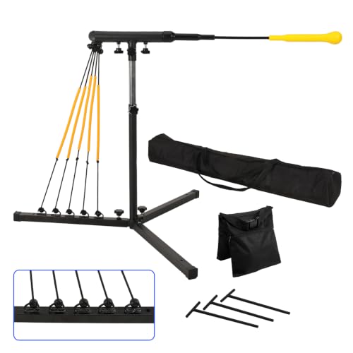 Adjustable Batting Swing Trainer 31-43 Inch Baseball Hitting Practice Equipment with Power Bands