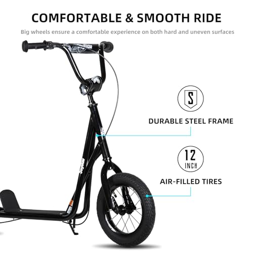 JOYSTAR Kids Kick Scooter for Ages 5-10 - Black, Adjustable, All-Terrain