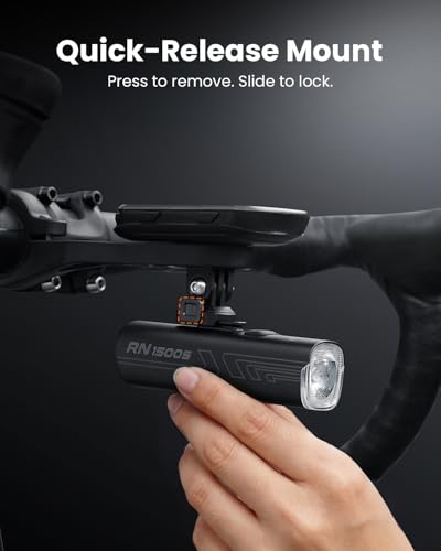 1500 Lumen Bike Front Light with Remote, Waterproof, USB Rechargeable