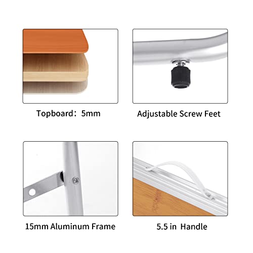 Mini Foldable Camping Table 3ft with Aluminum Surface, Yellow - Portable Outdoor Picnic & Beach Table